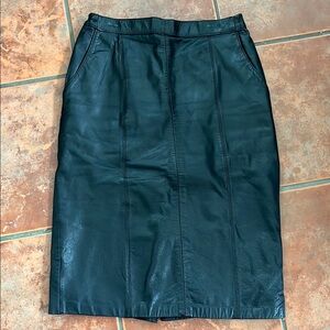 Vintage Black Leather Pencil Skirt